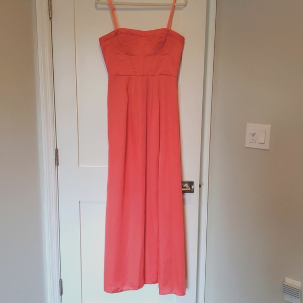 BCBGMaxAzria Enyas Strapless Fitted Bustier Coral Dress Size 10